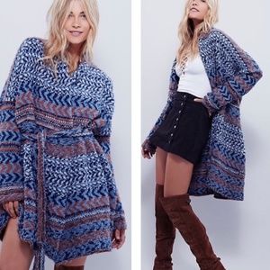 {Free People} Iona Long Belted Cardigan Sweater